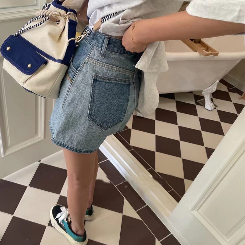 レディースジーンズパンツ アメカジ風リメイクハイウエストショーツ