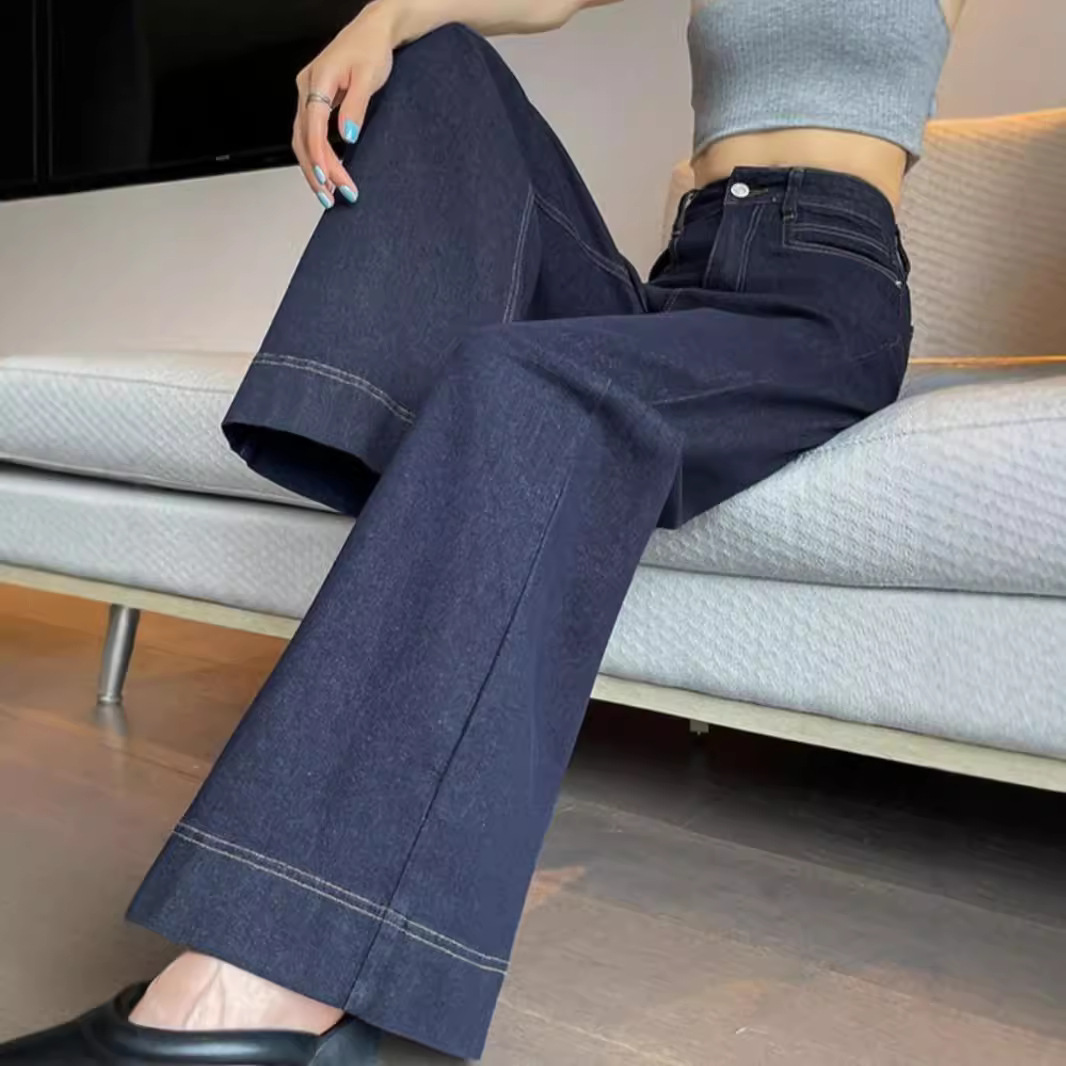 レディースジーンズパンツ 美シルエットワイドデニムパンツ