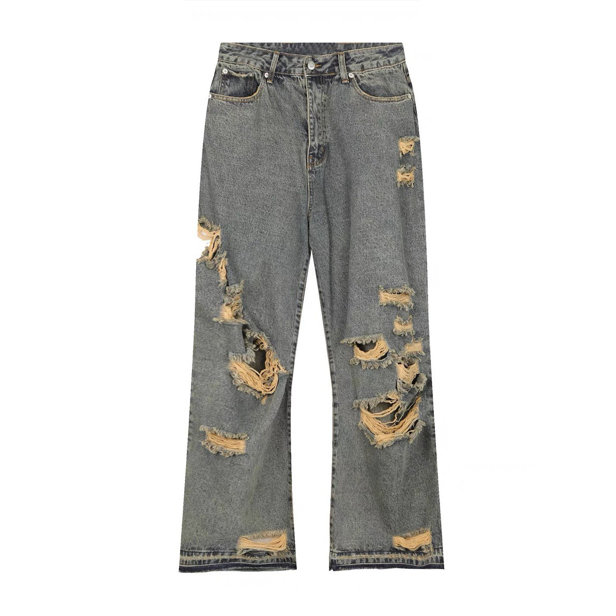 レディース ジーンズ ヴィンテージ風ハードクラッシュフレアデニムパンツ