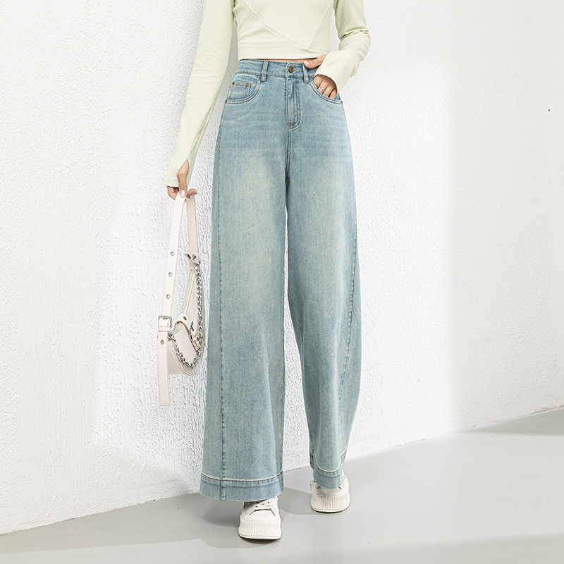 レディースジーンズパンツ クラシカルこなれワイドデニム