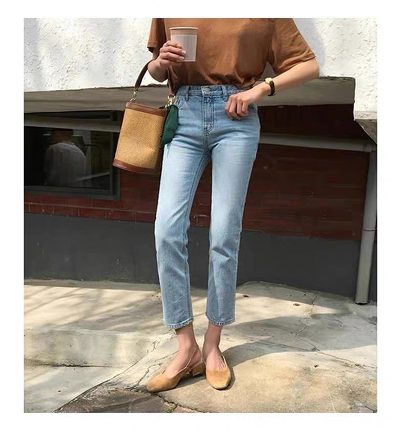 レディース ジーンズ スリムストレートデニムパンツ