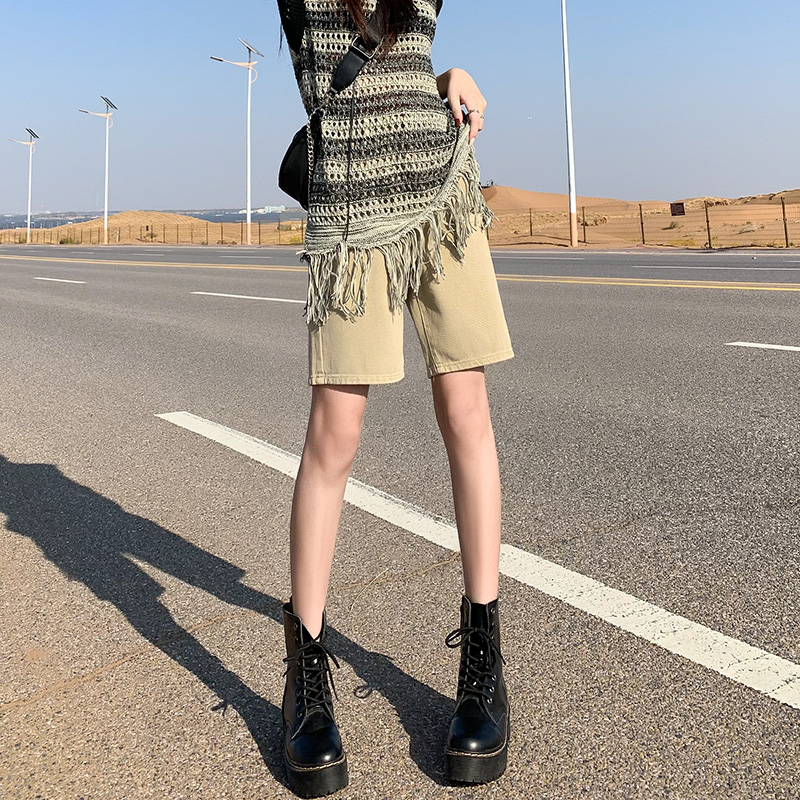 レディースジーンズパンツ ポケットデザイン デニムハーフパンツ