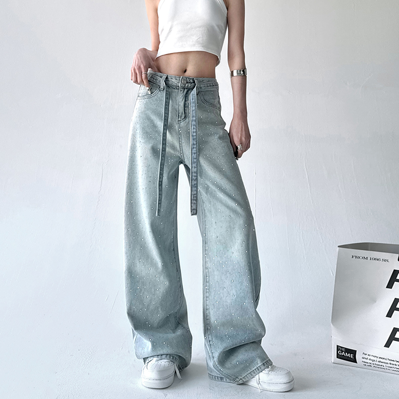レディースジーンズパンツ きらめき輝くストレートデニム