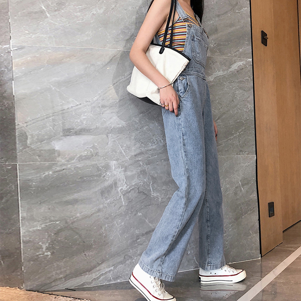 レディース ジーンズ 美脚効果 ストレートデニムサロペット