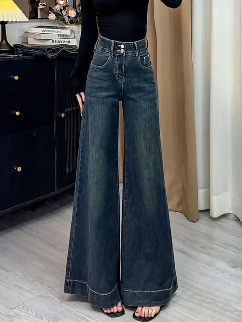レディースジーンズパンツ ドレープ美シルエット極上フレアパンツ