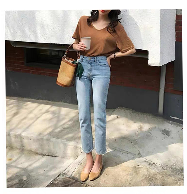 レディース ジーンズ スリムストレートデニムパンツ