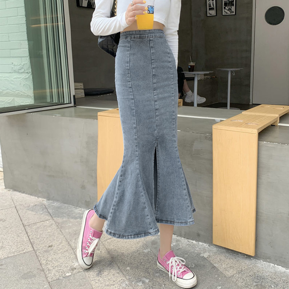 レディース ジーンズ 美シルエット デニムマーメイドスカート