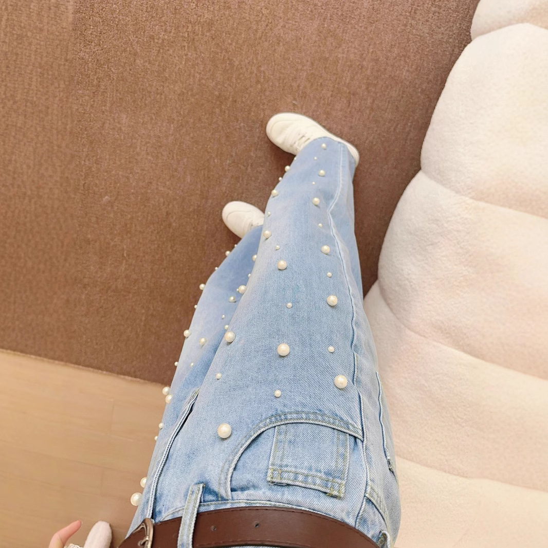 レディースジーンズパンツ パールデニムパンツ