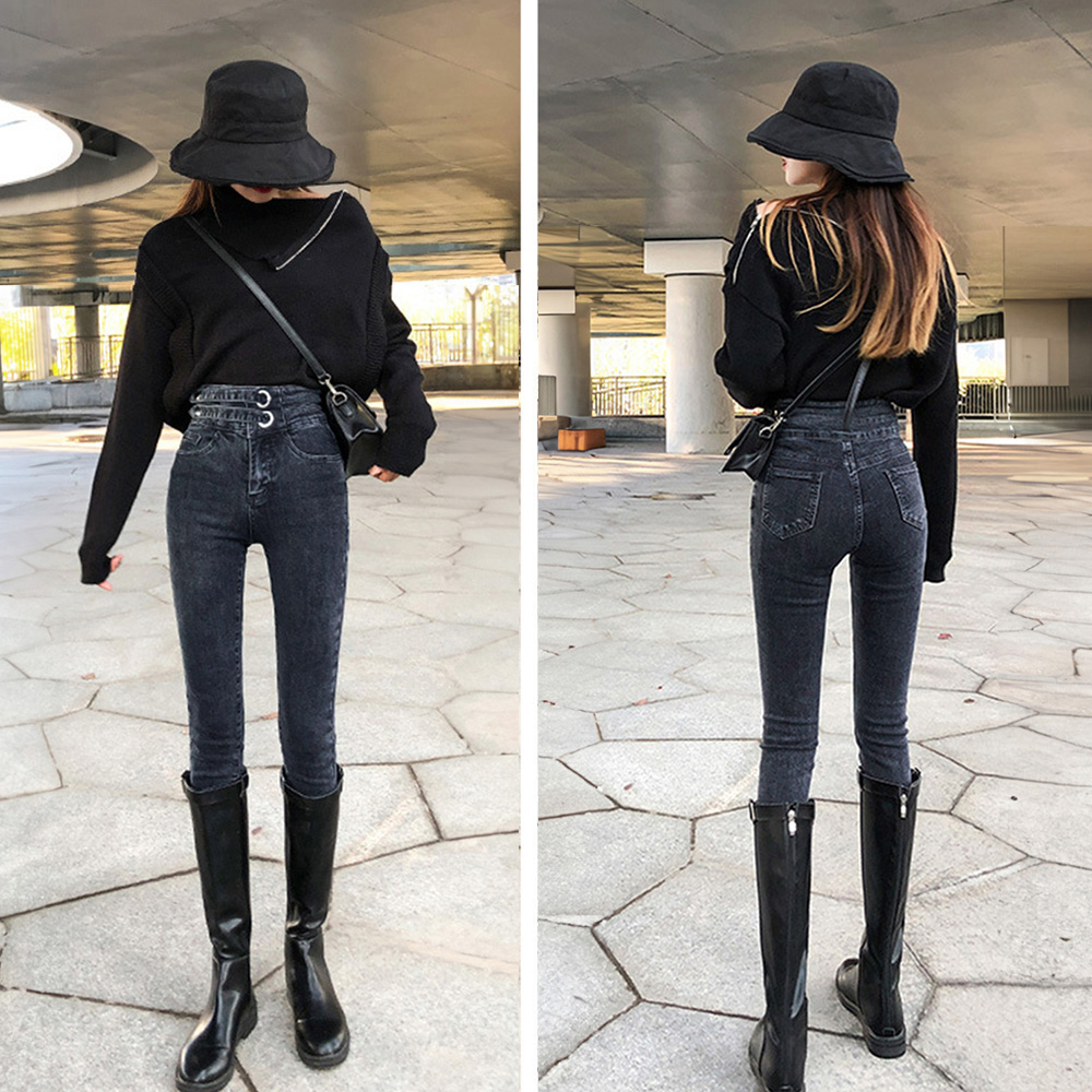 レディース ジーンズ ハイウエスト スキニーデニム 美脚シルエット