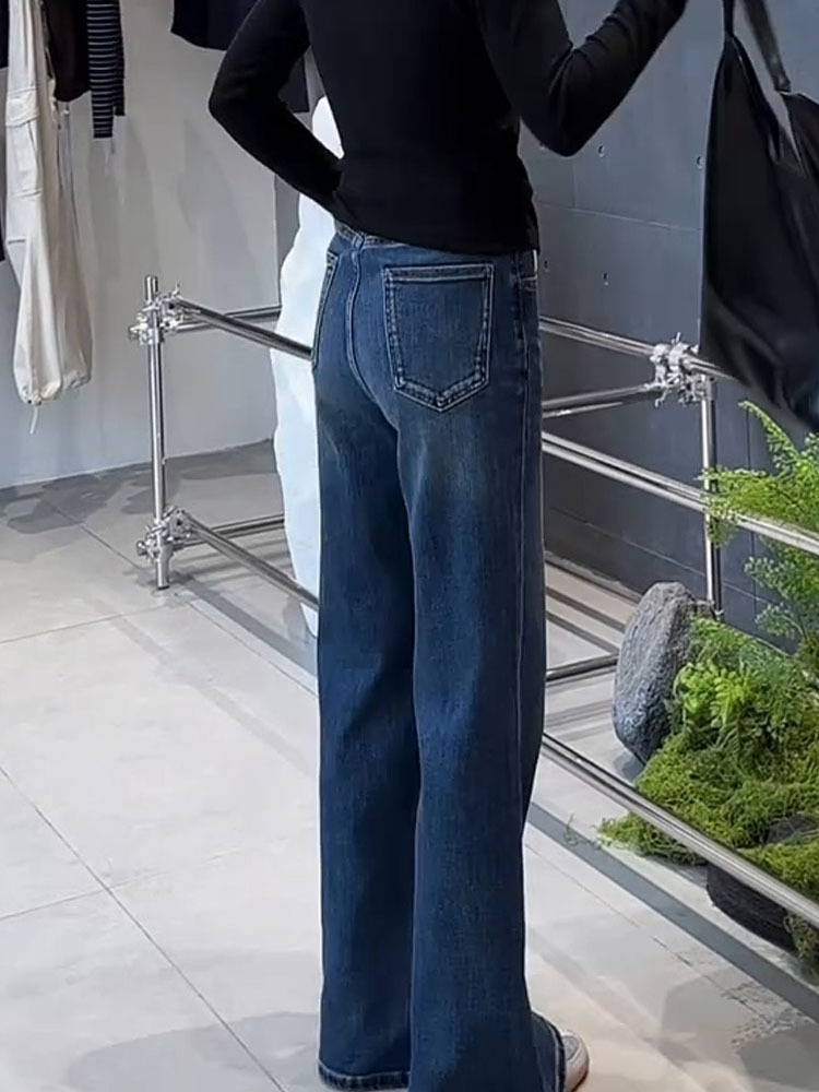 レディースジーンズパンツ ワイドフレアデニムパンツ 美脚きれいめシルエット