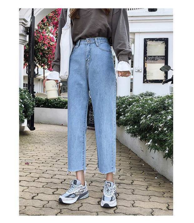 レディースジーンズパンツ ハイウエストストレートデニム