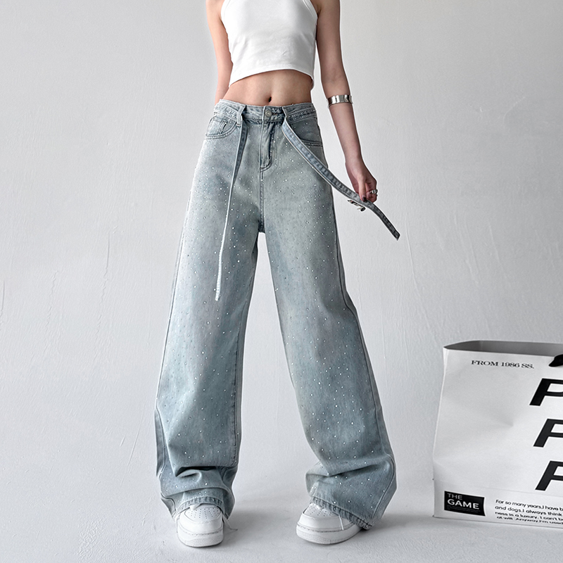 レディースジーンズパンツ きらめき輝くストレートデニム