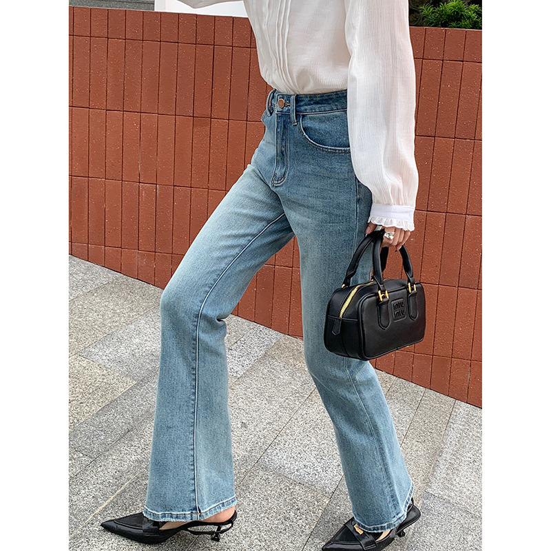 レディースジーンズパンツ ストレート美脚デニムパンツ