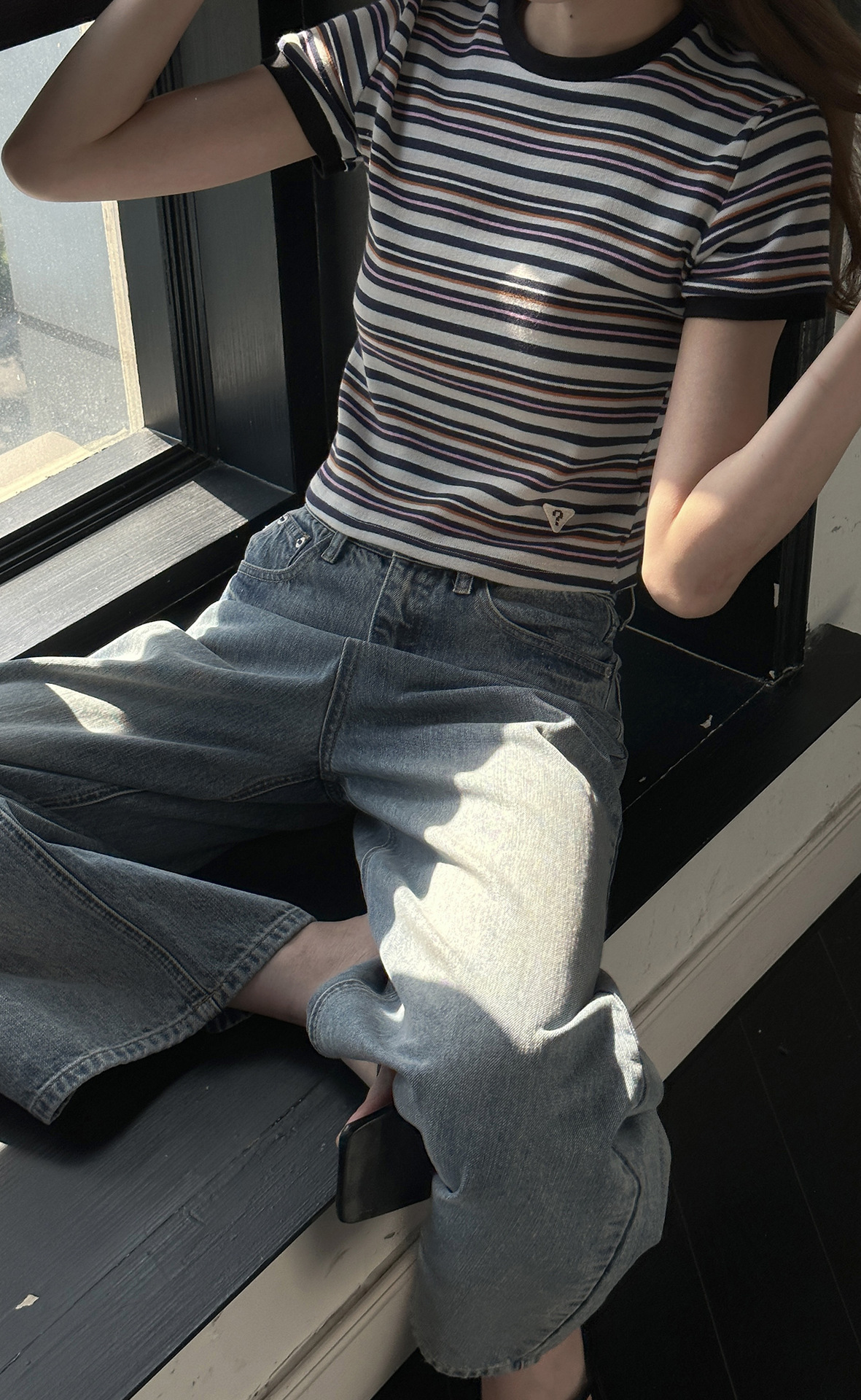 レディースジーンズパンツ ゆったりシルエットデニムパンツ