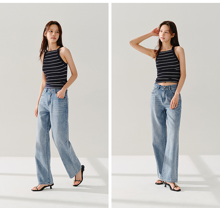 レディースジーンズパンツ すっきりシルエット 美脚ストレートデニム