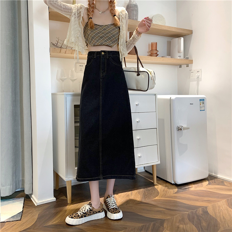 レディース ジーンズ すっきりシルエット ロングデニムスカート