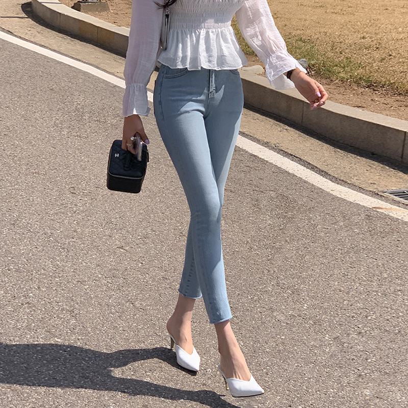 レディース ジーンズ 九分丈スキニーデニムパンツ