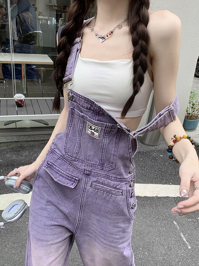 レディースジーンズパンツ かわいい系ゆったりデニムサロペット