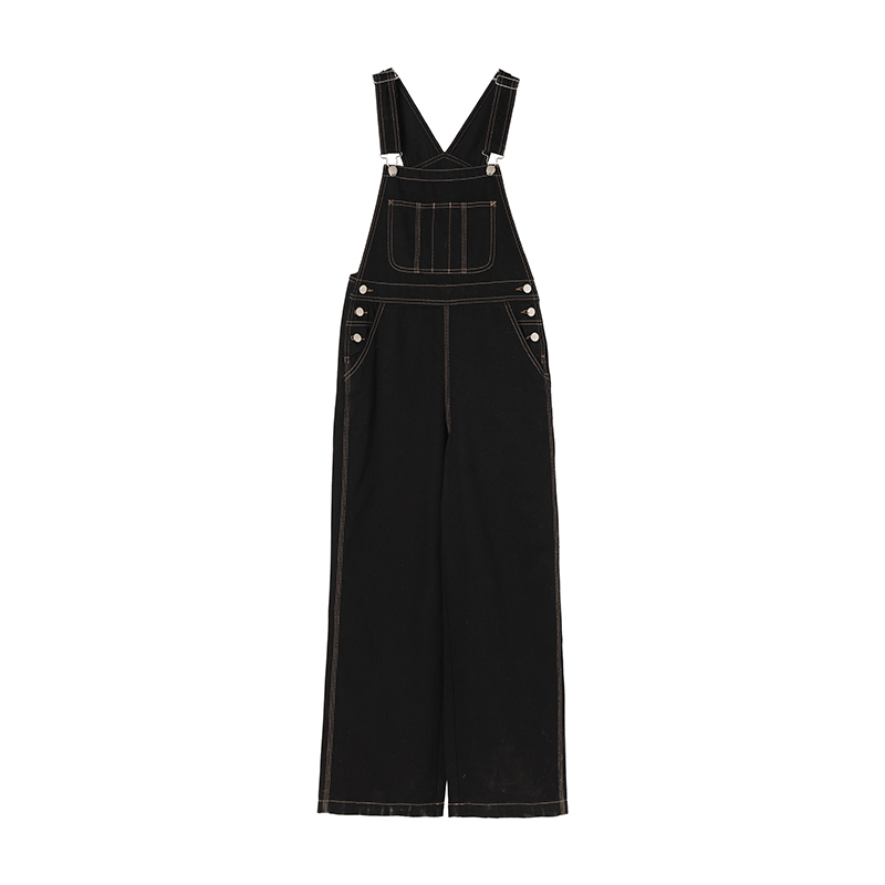 レディースジーンズパンツ ゆったりシルエットのデニムサロペット