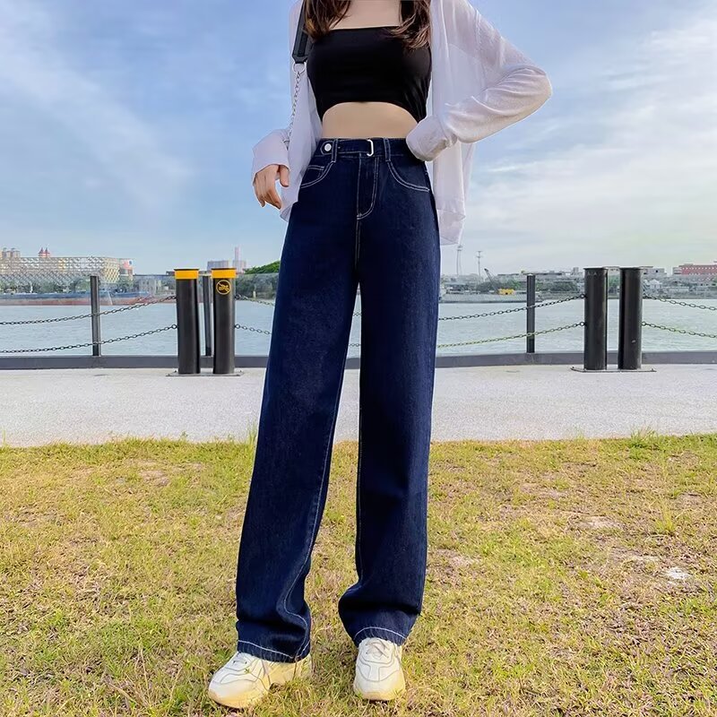 レディース ジーンズ ゆったりシルエットワイドストレートデニム