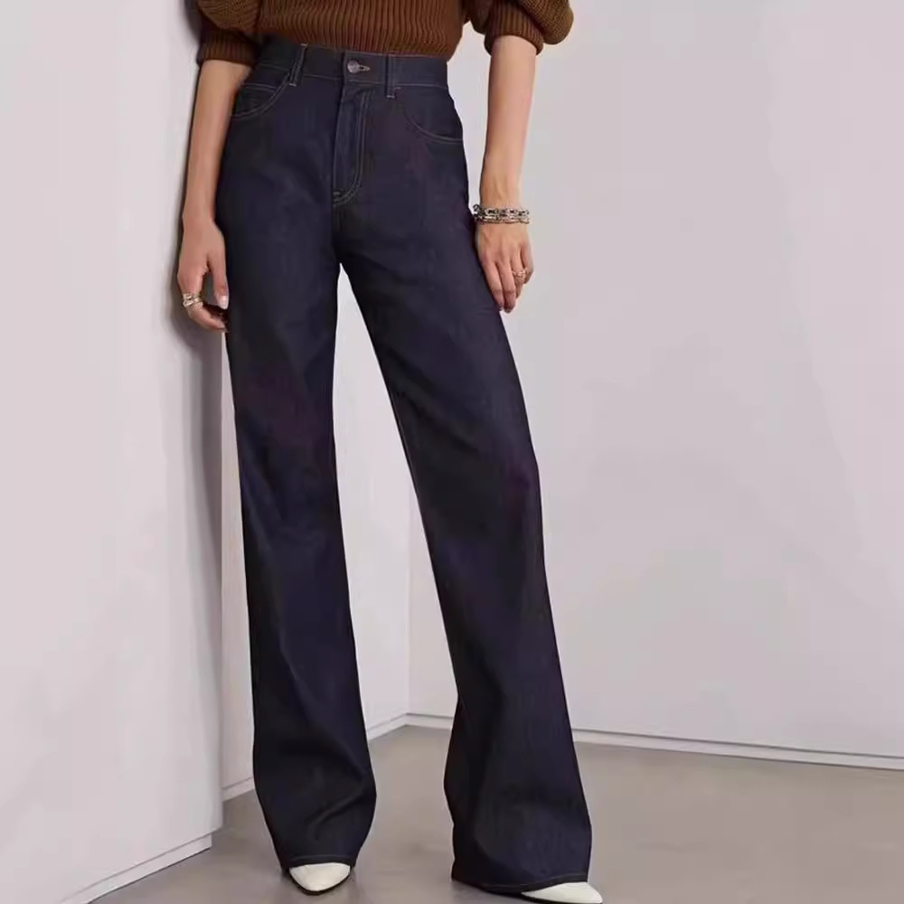レディースジーンズパンツ ゆとりのある美シルエットデニムパンツ