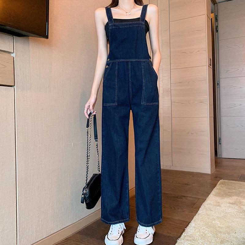レディースジーンズパンツ シンプルデザイン オーバーオール サロペット