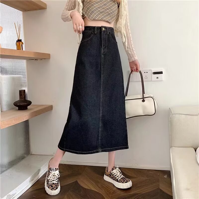 レディース ジーンズ すっきりシルエット ロングデニムスカート
