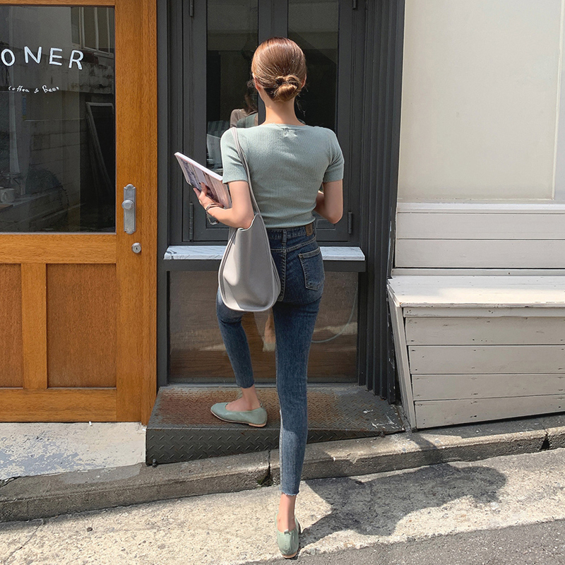 レディース ジーンズ ハイウエスト美脚スキニーデニムパンツ