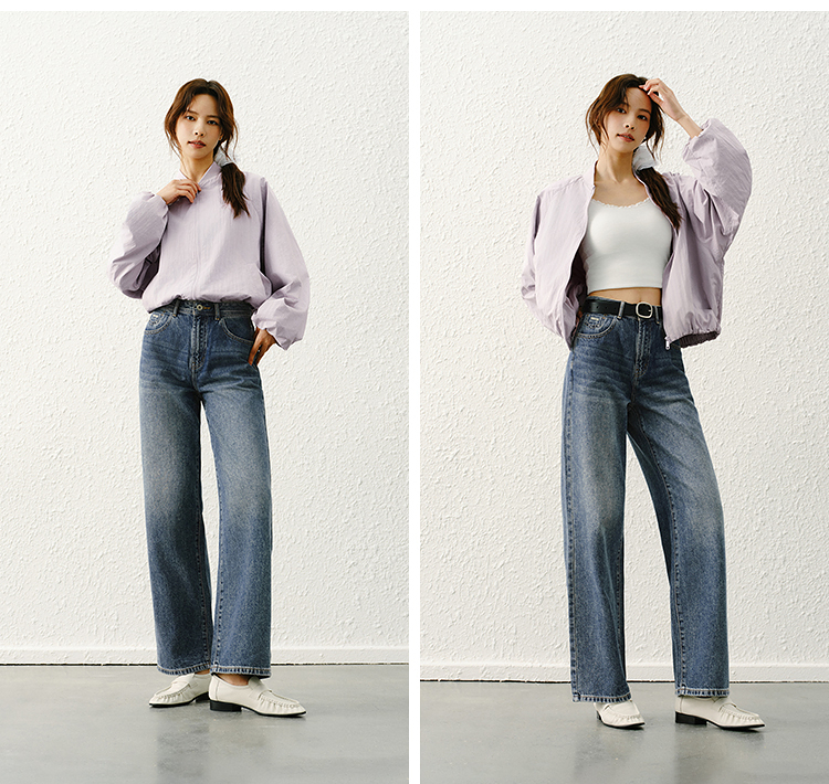 レディースジーンズパンツ すっきりシルエット 美脚ストレートデニム