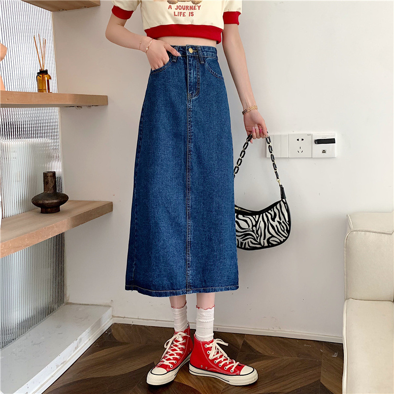 レディース ジーンズ すっきりシルエット ロングデニムスカート