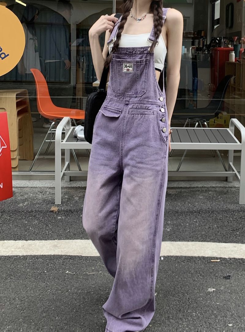 レディースジーンズパンツ かわいい系ゆったりデニムサロペット