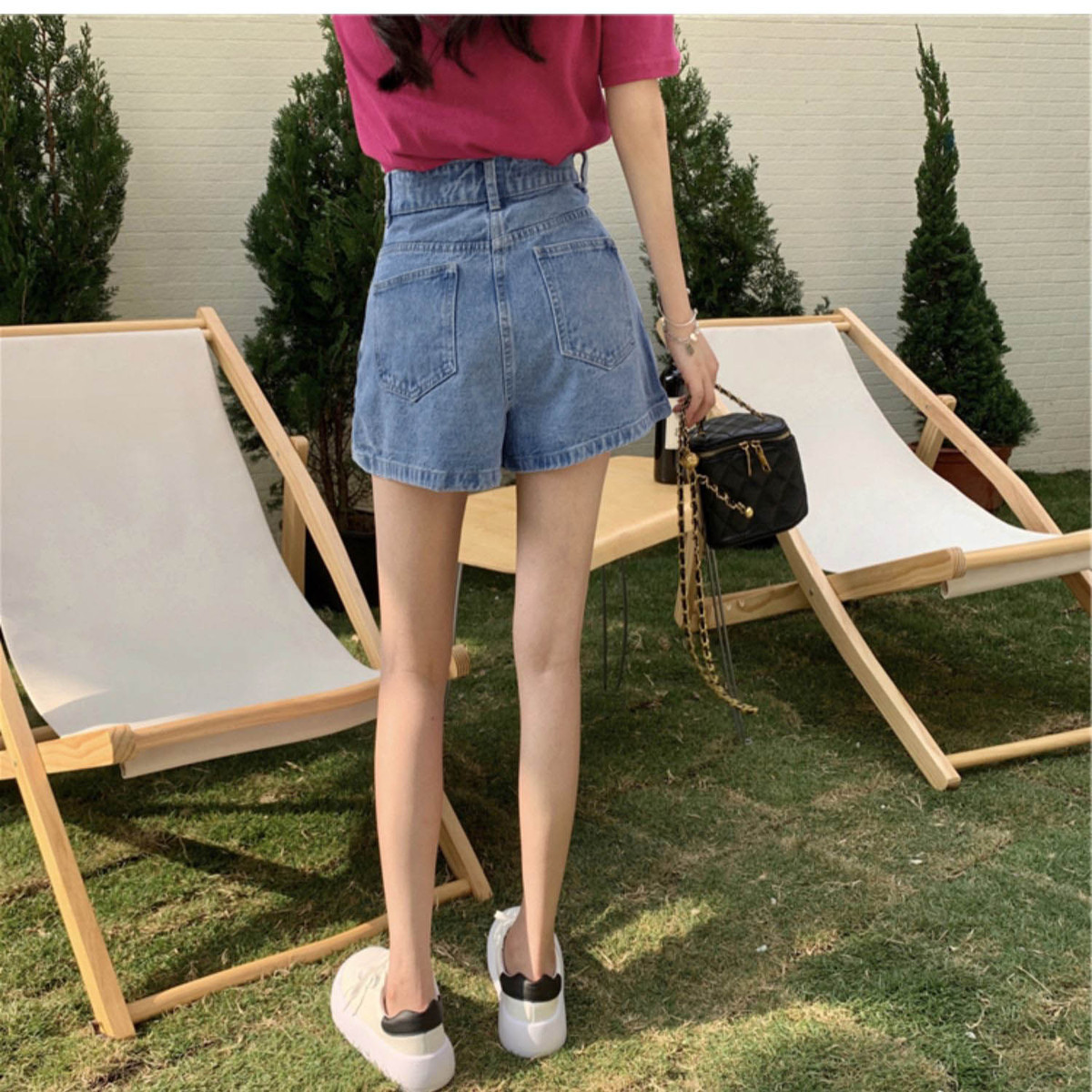 レディースジーンズパンツ フロントボタン台形デニムスカート