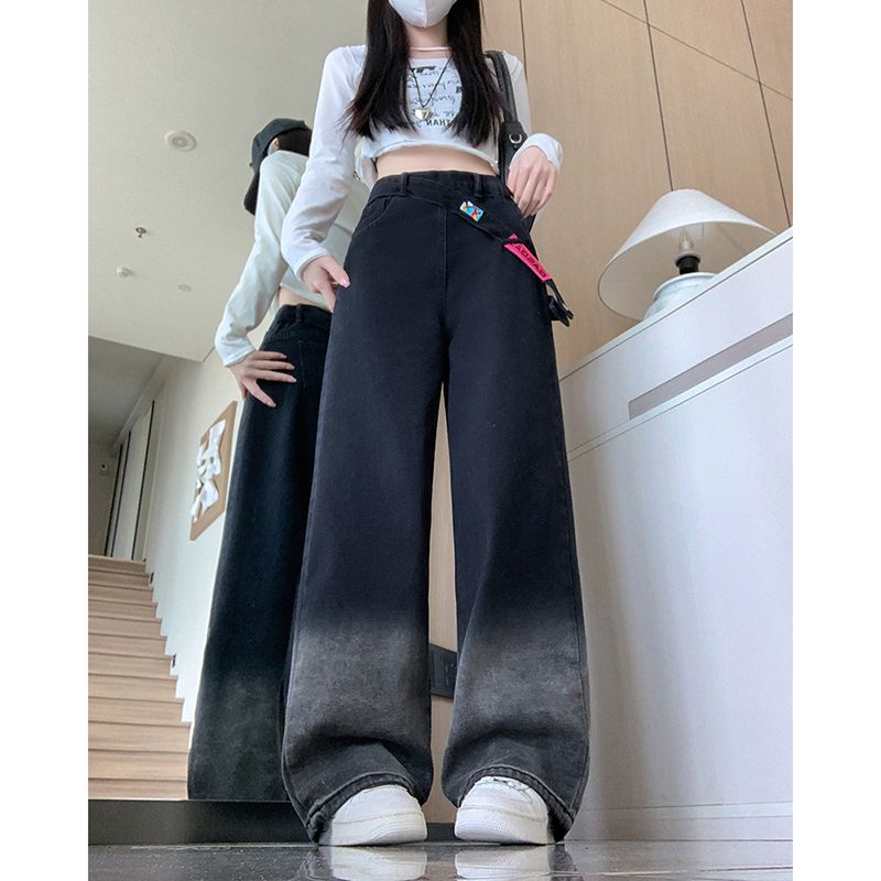 レディースジーンズパンツ グラデーションワイドデニムパンツ