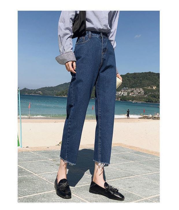 レディースジーンズパンツ ハイウエストストレートデニム