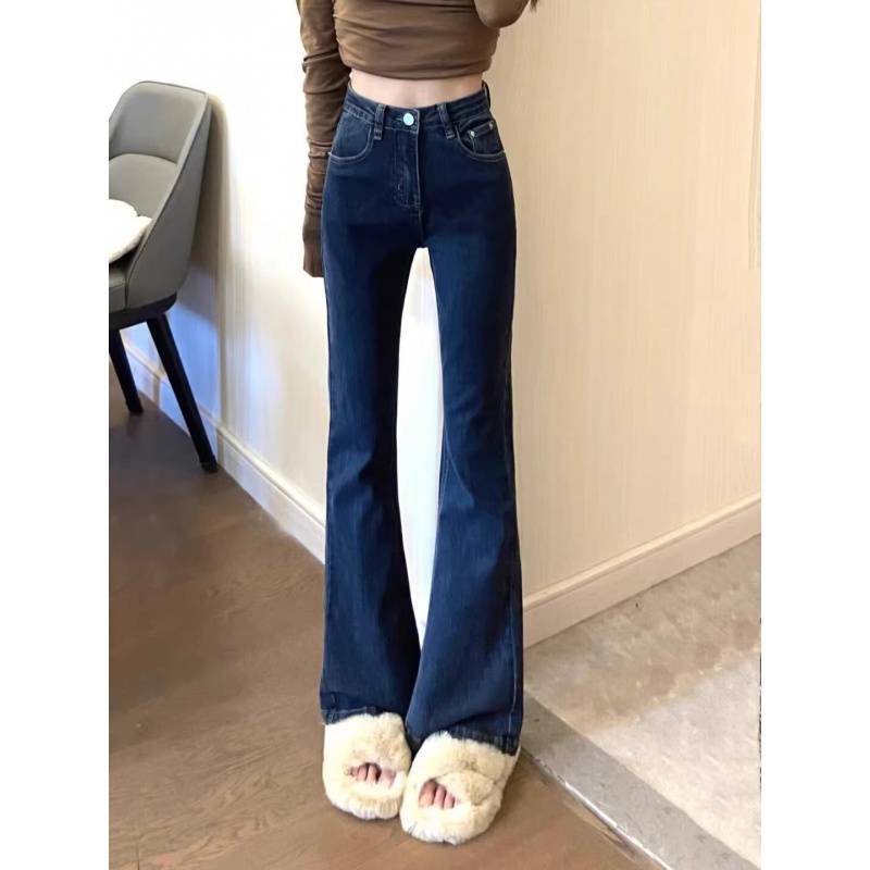 レディースジーンズパンツ ハイウエストフレアデニムパンツ
