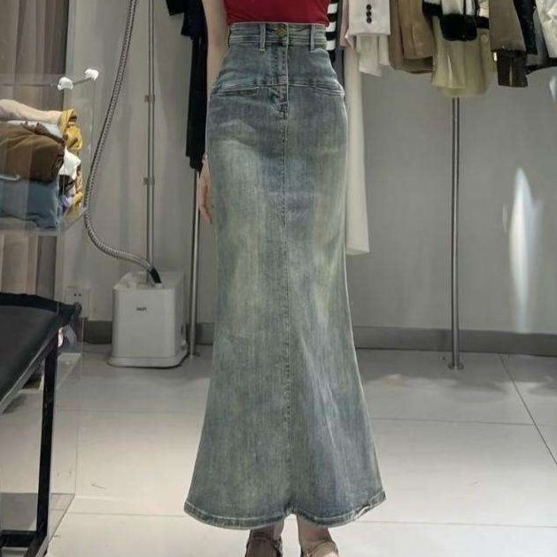 人魚姫シルエット ロング丈デニムスカート
