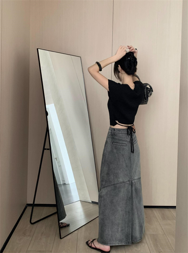 デニムスカート レディース デニムロングスカート 