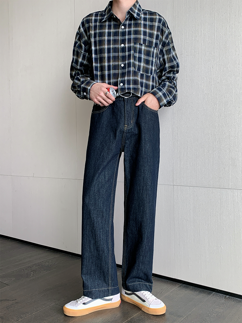 カジュアルスタイル リラックスワイドデニムパンツ