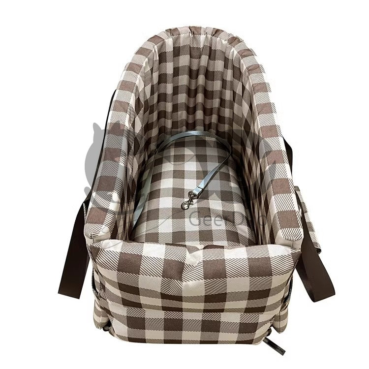 愛犬と快適移動チェック柄車載用犬ベッド