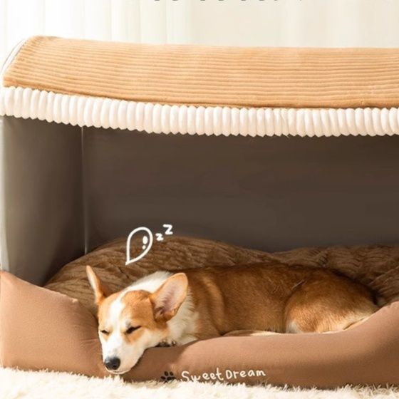犬ベッドドーム型 半密閉型屋根付き犬用ハウスベッド