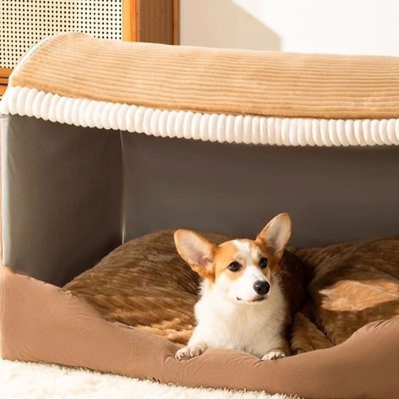 犬ベッドドーム型 半密閉型屋根付き犬用ハウスベッド