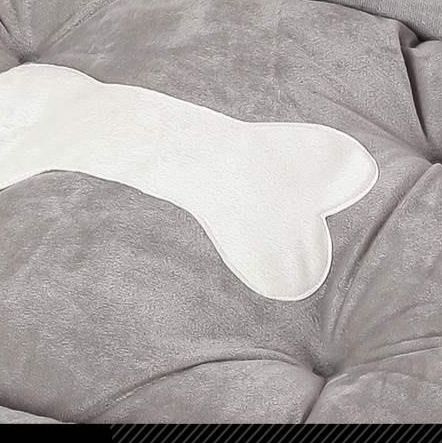 犬ベッド 骨型枕付き藤織り中敷き四角型犬ベッド