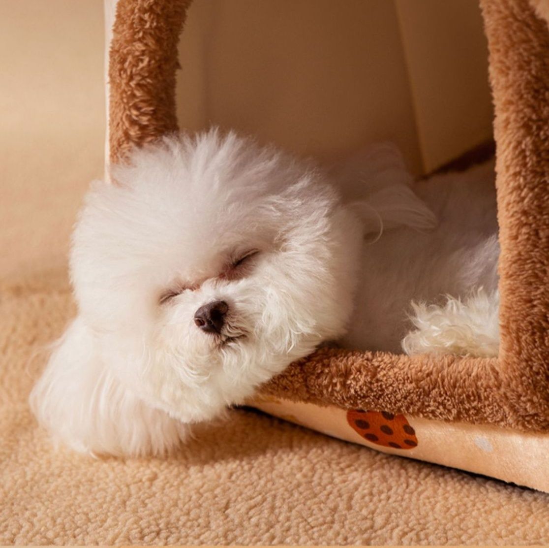 犬ベッド 煙突付き可愛いお家型ドーム犬ベッド