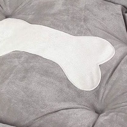 犬ベッドクッション 骨型枕付き藤織り中敷き四角型犬ベッド