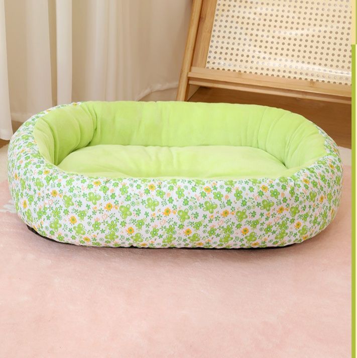 犬ベッド 四季通用丸洗い可能な小花柄犬用寝床クッション