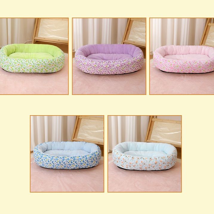 犬ベッド 四季通用丸洗い可能な小花柄犬用寝床クッション