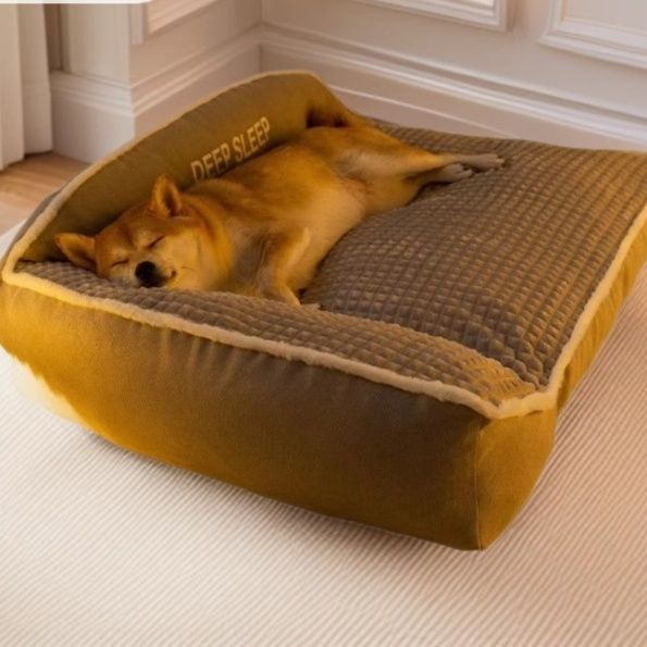 犬ベッド 四季対応加厚型枕付き犬用寝床クッション