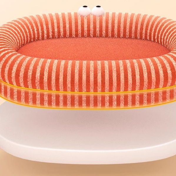 犬ベッド ふんわり縞模様の厚手円形犬ベッドクッション