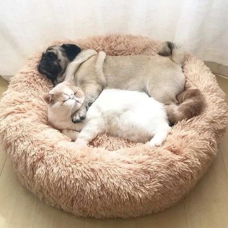 犬ベッド ふわふわ長毛円形包み込み犬ベッド用クッション