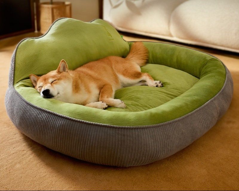 首もとやさしく支える丸型ふかふか犬ベッド